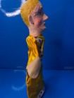 Handmade Vintage Folk Art Hand Puppet Hand Painted Paper Mache   Velvet