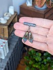 Antique 30s Portugal 800 Silver Green Blue Enamel Shoes Pin  Cannetille Brooch