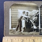 Humorous Washing Machine Stereoview Universal Photo Art Co  1900s Wringer