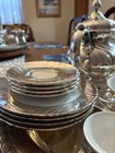 Vintage Wmf German Silver Over Thomas Porcelain Coffee Tea Cups With Plates Set