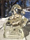 Vintage Pair L e  Smith Clear Glass Rearing Horse Statue 2 Bookends Equestrian