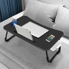 Fayquaze Portable Foldable Laptop Bed Desk With Storage Drawer Large  Black 