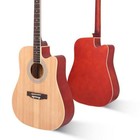 New 41  Full Size Adult 6 Strings Cutaway Folk Acoustic Guitar Wood Color