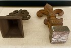 Cast Iron Fleur De Lis Fence Finial Pair Brown Decorative Architectural