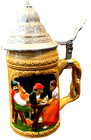 German Theme Beer Stein With Tin Lid - Vintage - Beer Mug   Stein