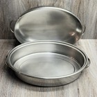Lifetime T304 Stainless Steel Oval Roaster Pan W High Dome Handles 17 5  X 12 