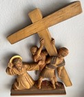 Hand-carved Italian Wood Religious Scene - The Cross And Stations Of The Cross