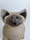 Mcm Clay Wheel Thrown Pottery Cat Stamped And Signed Culbertson  Siamese Cat
