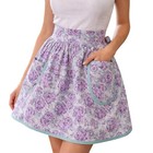Vintage 1960s Purple Floral Waist Apron Home Sewn