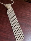Pearl  Necktie Artificial Pearl Womens Tie Handmade Weaving White 11  Long Vtg