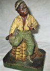 Antique Pipe Smoke American Man Folk Art Usa Cast Iron Cotton Bale Home Doorstop