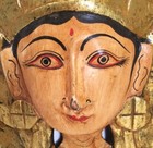 Vintage Indonesian Hindu Mask  Mother Goddess Lakshmi  Wood Carved 