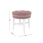 Hillsdale Sophia Round Tufted Wood Upholstered Backless Vanity Stool For Makeup