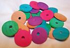 25 Bird Toy Parts Colored Wood Circle Discs 1  Wooden Parrot Toy W  Hole 