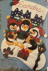 Bucilla 15  Felt Christmas Stocking Kit 83282 - Penguins Caroling- 1994 Unopened