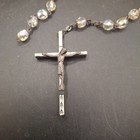 Vintage Silver Aurora Borealis Rosary Beads Need Repair Italy 22 Inch