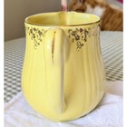 Hall s Milk Juice Pitcher Yellow Kitchenware Gold Painted Floral Filigree Trim