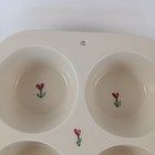 Hartstone Pottery 6-cupcake muffin Dish Stoneware Heart Flowers