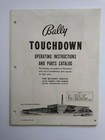 Touchdown Original Bingo Pinball Machine Parts Manual Game Schematic 1960 Bally 