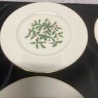 Lenox Holiday Dimension 8    Salad Plates Set Of 6 Holly Platinum Trim Rare