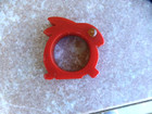 Vintage Red Bakelite Bunny Rabbit Clear  tan brownish golden Eyes Napkin Ring