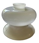 Vintage Industrial Age White Milk Glass Lamp Light Globe Shade With Metal Base
