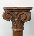 Antique Oak Wood Column W  Topper Carved Victorian Architectural Salvage Part