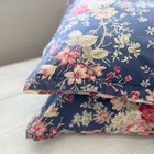 2 Chaps - Ralph Lauren Cape Code Floral W  Plaid Trim Standard Pillow Shams Blue