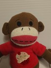 Dan Dee Brown Sock Monkey Plush Stuffed Animal Pink Cupcake Shirt 15  Tall
