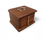 Vintage Wooden Coaster Set  In Box 6 Cork Coasters Mid Century Style Barware