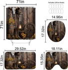 4pcs Brown Cowboy Shower Curtain Rustic Theme Western Bathroom Set