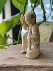 Antique Japanese Okimono Seated Fisherman With Carp  Meiji Period