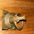 Antique Original Singer Sewing Machine Cabinet Brass Ring Drawer Pull Hardware