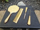 Vtg Wilcox Art Deco Vanity Set Overnight Case With Celluloid Accessories