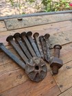 Antique Iron Hardware Lot Railroad Spikes Carriage Bolt Square Nut Rustic Salvag