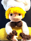 Vtg Crocheted Homemade Doll Dumplin Design Chef With Rolling Pin 10 x12 
