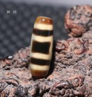 Magic Tibetan Old Agate Ivory Color Heaven earth Dzi Bead Penant Amulet Ajk