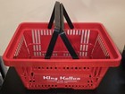 Vintage 1990s King Kullen Supermarket Red Plastic Hand Shopping Basket W handles