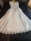 White Satin Sweetheart Ball Gown Wedding Dress Train Lace Beading Bow Sz 0p