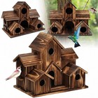 Wood Bird Houses Outdoor 6 Hole Bird House Room Cardinals Hanging Birdhouse