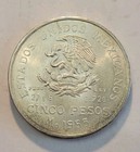 1953  unc   Mexico 5 Pesos Hidalgo World Silver Coin