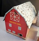 Vintage Ohio Art Tin Litho Sunnyfield Farms Barn  Shed  And 2 Silos - Farm Set