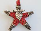 Fab  2 1 2 Inch Designer  Style Unsigned Star Santa Merry Christmas Brooch Pin
