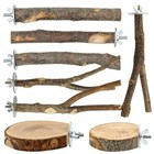 8pcs Natural Wood Bird Perches For Cage  Wooden Parrot Perch Stand  Bird Cage Ac