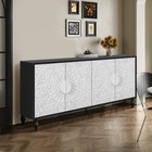 Vintage White Large Faceted Carved And Spliced Doors Combined With Black Frame