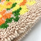 Vintage Mcm Hand Made Floral Latch Hook Accent Rug Yarn 27 X 20 Kitschy