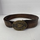 Vintage Set Of 2 Richmond California Yacht Club Belt Buckle Leather Belt