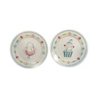 Dessert Plates Two Ballerina Snowman Cupcake Whimsical 8    Excellent Used Condit 