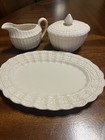 Vintage Lefton Irish Lace Creamer Sugar Bowl And Tray Set 13016 