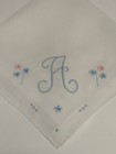 Vintage White Hankie Madeira Hand Embroidered Monogram A Bride Wedding Hand Roll